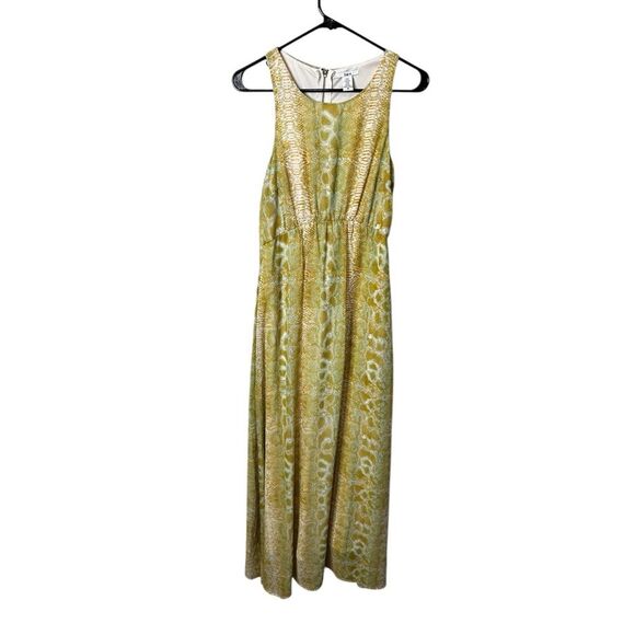 Bar III SNAKE PRINT mustard yellow mint green print maxi dress size medium - Picture 2 of 10